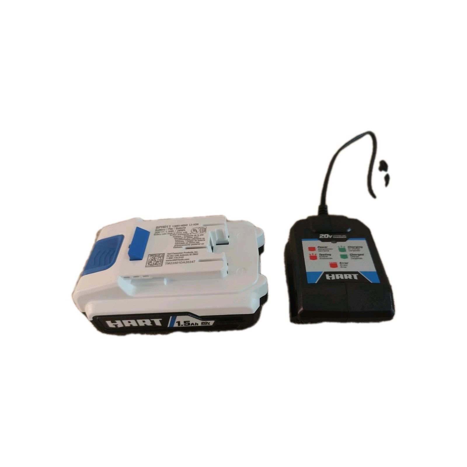 Hart 20 Volt 20V  Lithium Battery Charger and 1.5ah Battery CGH002 & BPH011 New!