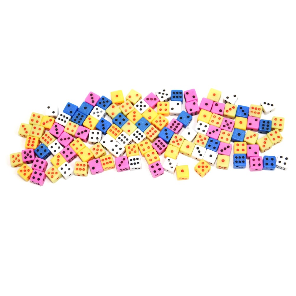 100 Assorted 1/5″ 5Mm D6 Mini Dice Game Dot Square Dice Set