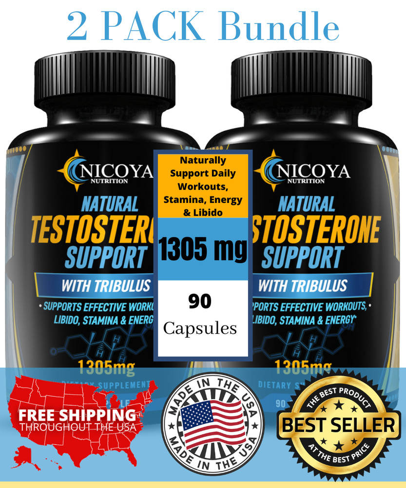 Testosterone Booster - Increase Energy, Improve Muscle Strength & Growth  2 PACK