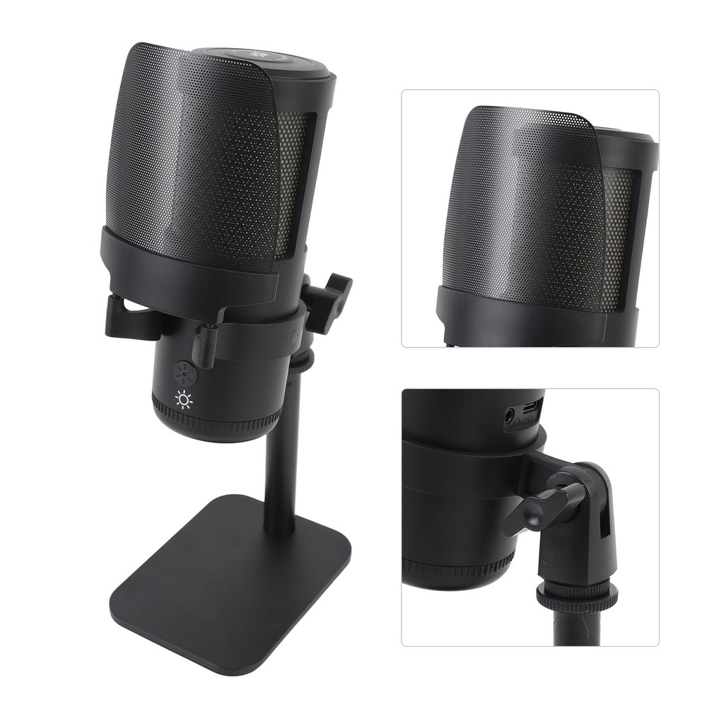 USB Microphone Type C Wired Plug And Play Computer Condenser Mic For Gaming Live