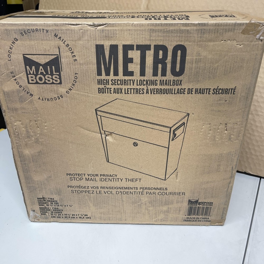 Locking Mailbox Wall Mount Medium Mail Boss Metro Bronze High Security 7164