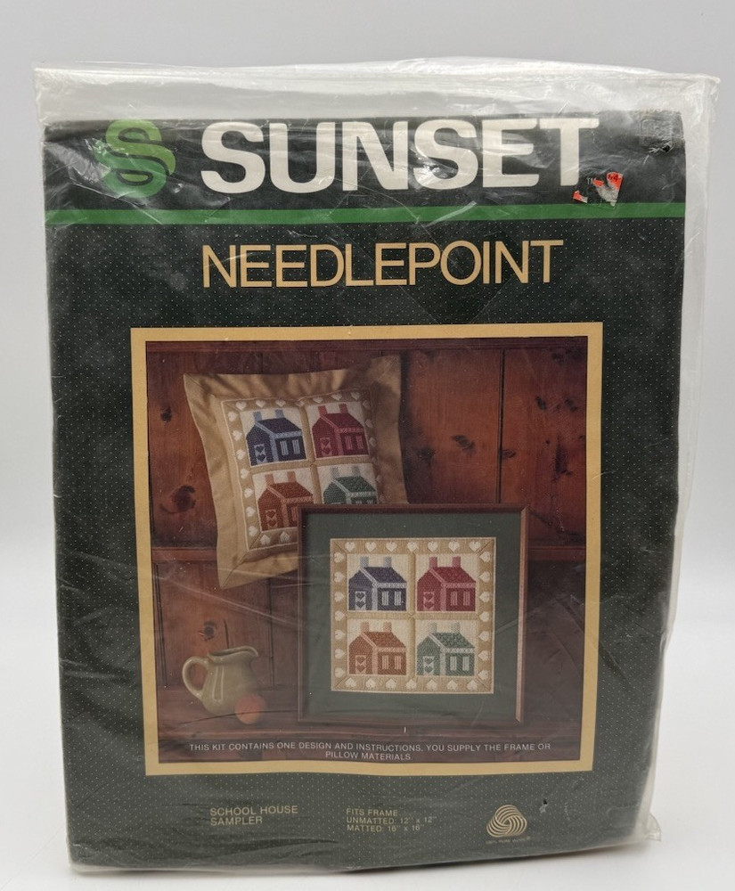 Sunset Needlepoint Kit 6469 "School House Sampler" ~ Sealed