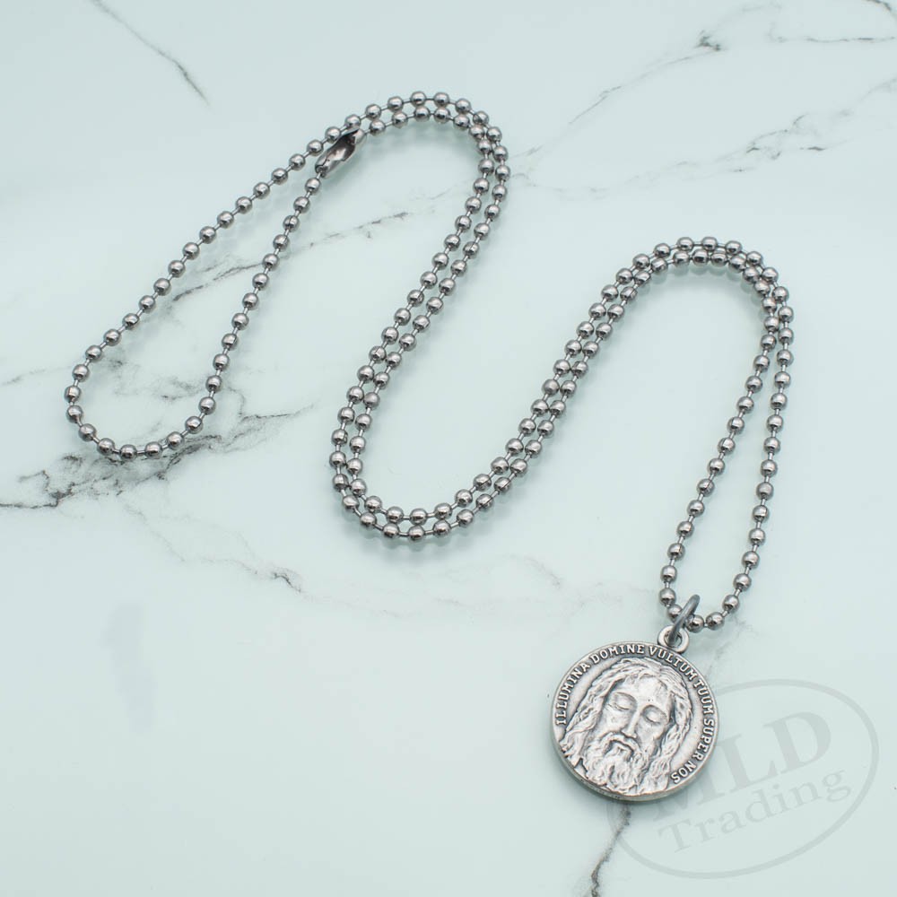 Holy Face of Jesus Medal Necklace – Italian Silver-Plated Catholic Pendant