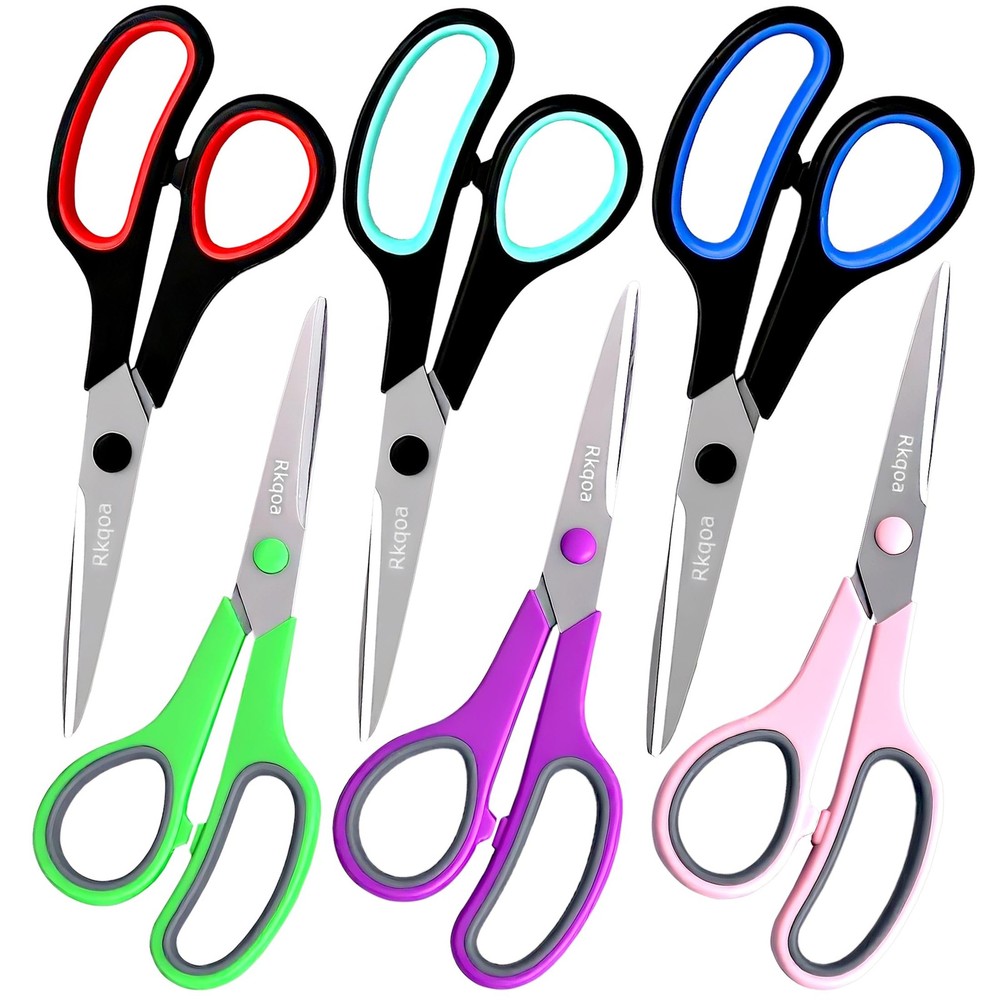 6 Pack All Purpose Scissors 8 Inch Bulk Sharp Shears Office School Sewing