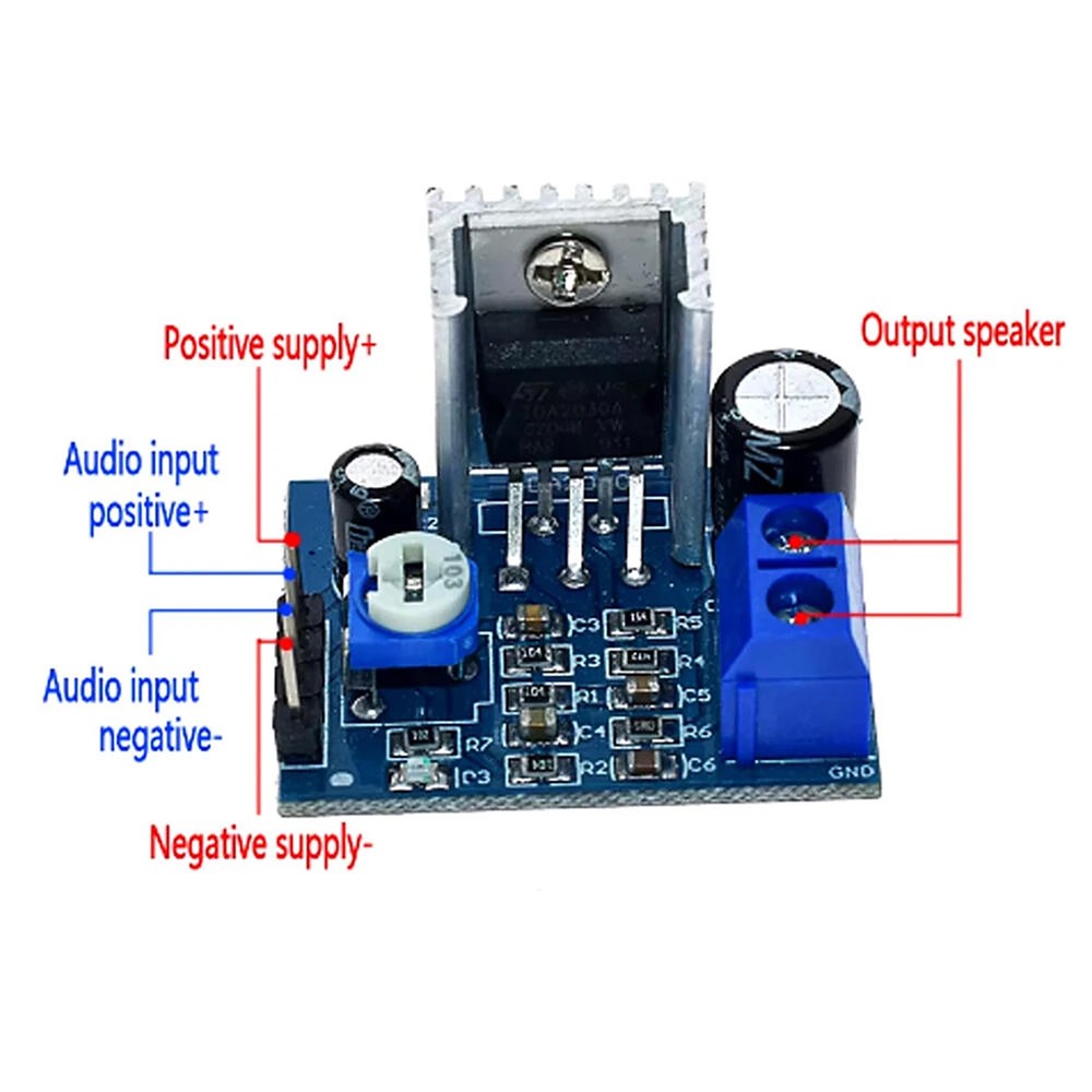 5Pcs 18W Mono Power Amplifier Board 6-12V Module with Indicator Light Feature