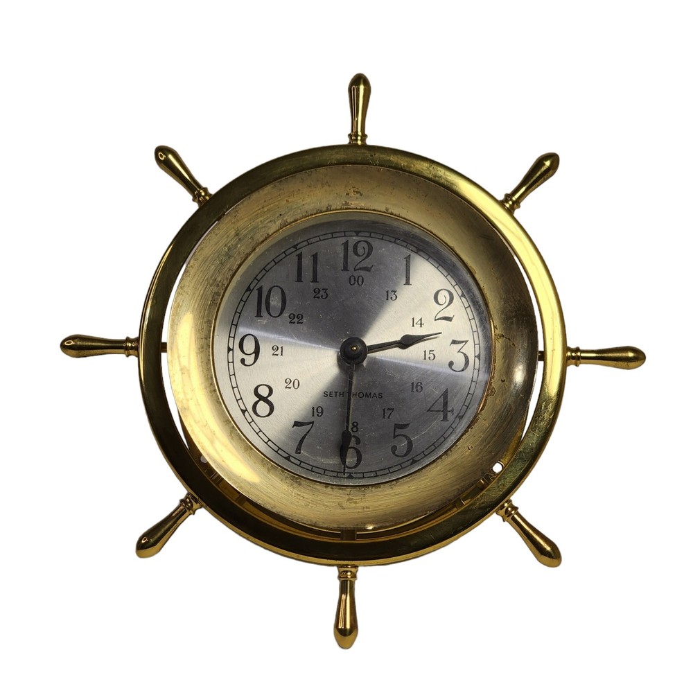 Antique Helmsman Seth Thomas Brass Marine Wall Clock E537-014 Ship Clock