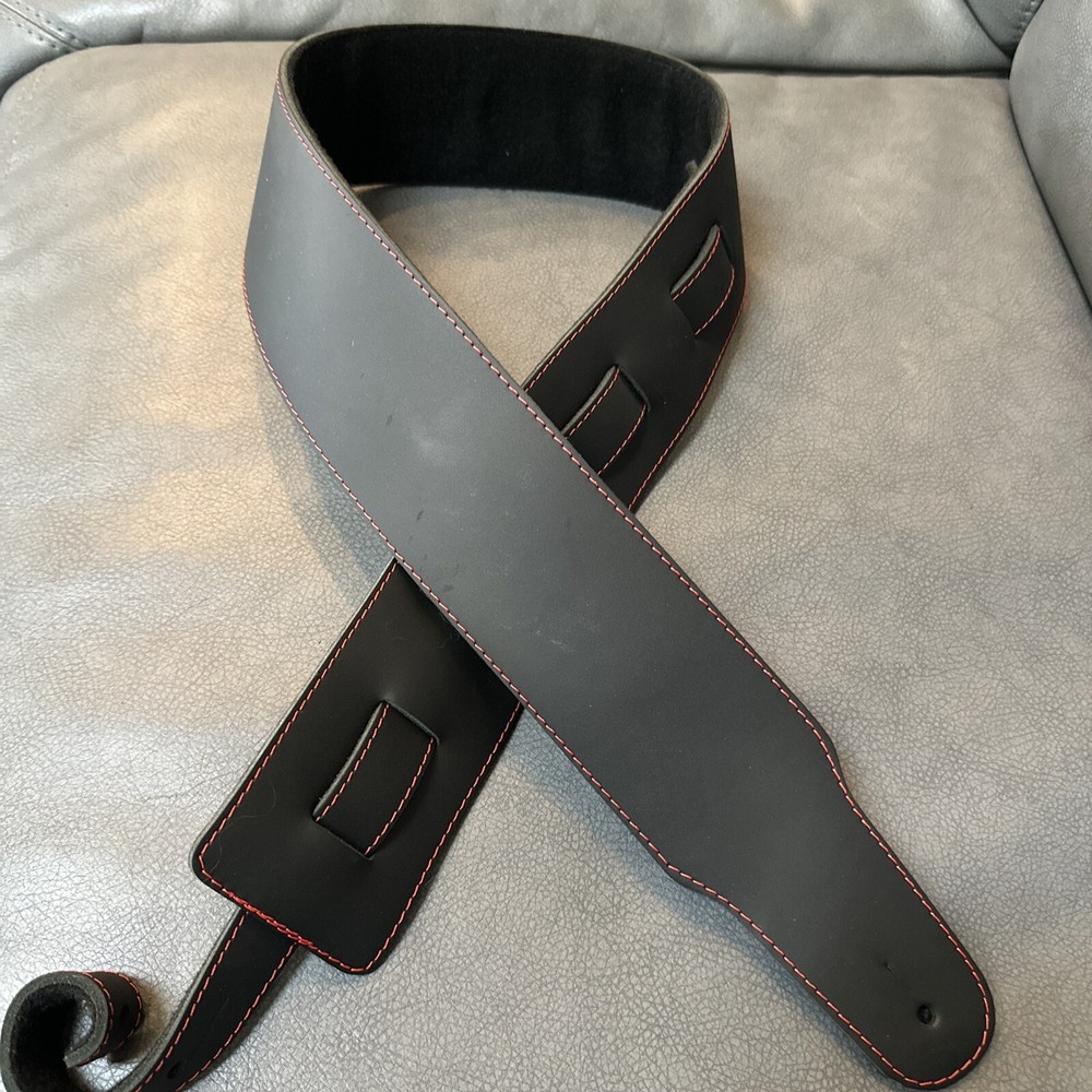 Leather Guitar Strap - Black -  3’ Wide