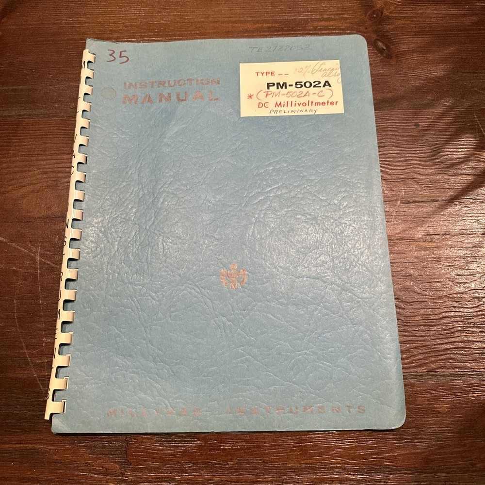 Millivac Instruments Type PM-502A DC Millivoltmeter Instruction Manual