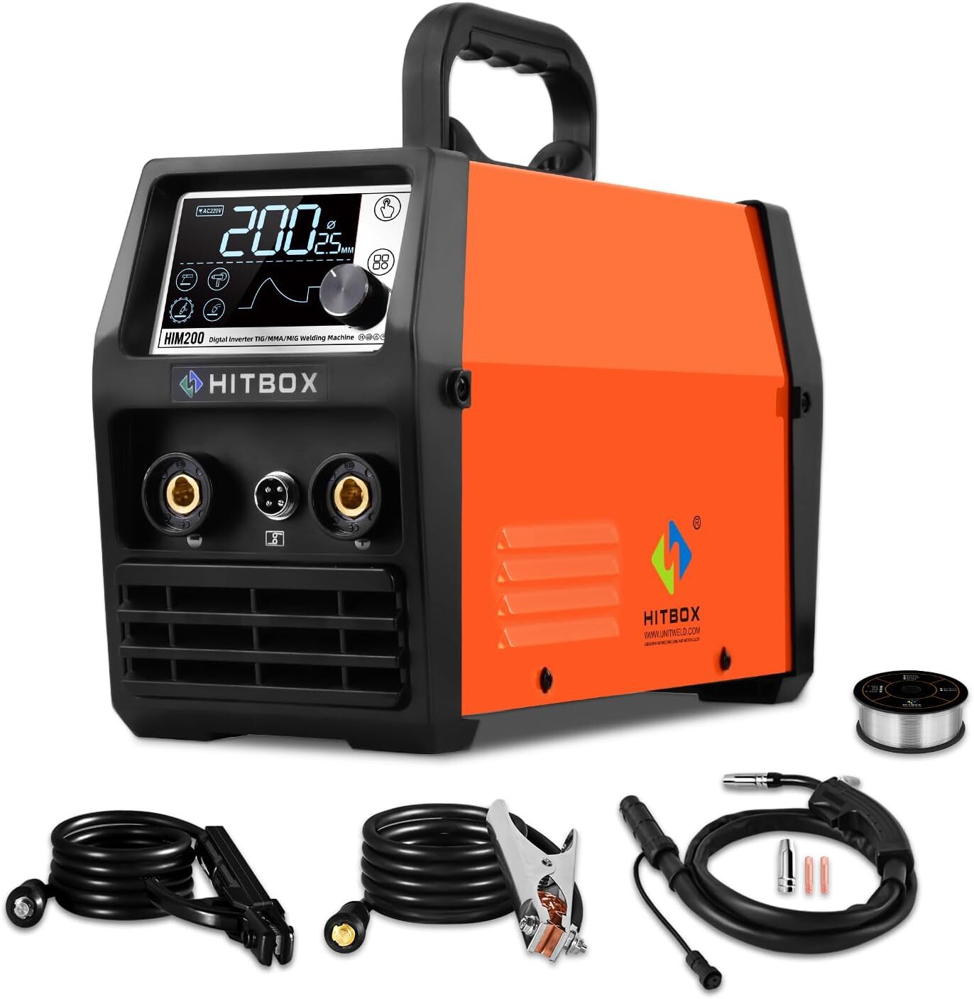 HITBOX 4 IN 1 Inverter Welder 110V 220V MMA Lift TIG MIG Gasless Spool Gun