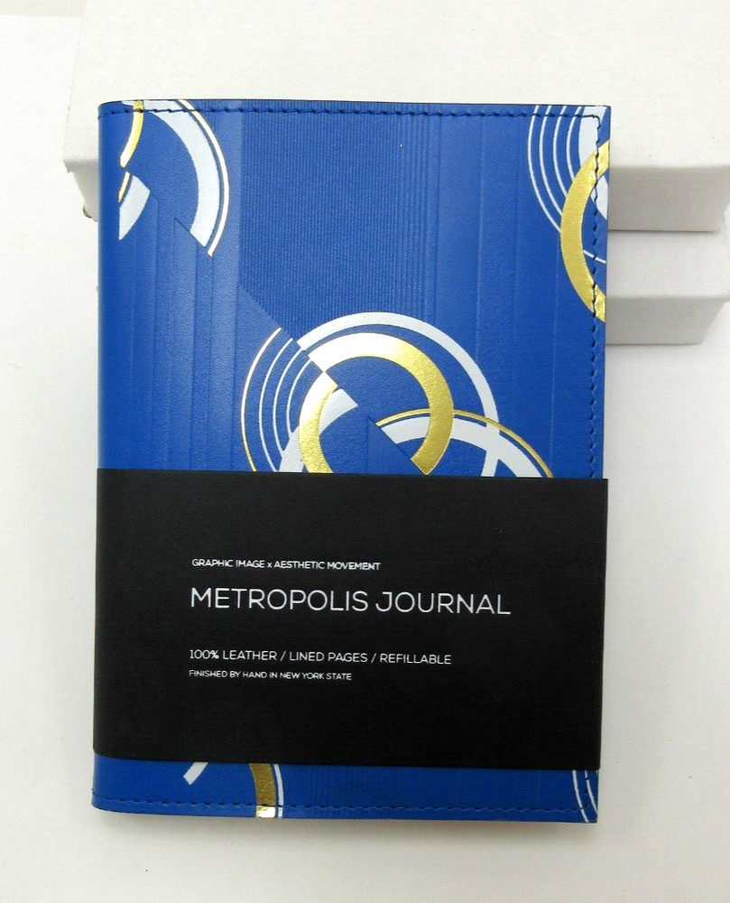 Metropolis Graphic Image 7" Refillable Notebook Leather Cover Spiral Insert