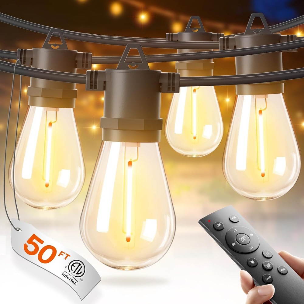 addlon 50FT LED Outdoor String Lights with Edison Shatterproof Bulbs