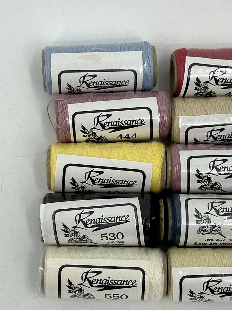 Renaissance Sew Art Wool Acrylic Blend Thread Assorted Colors 10 Spools