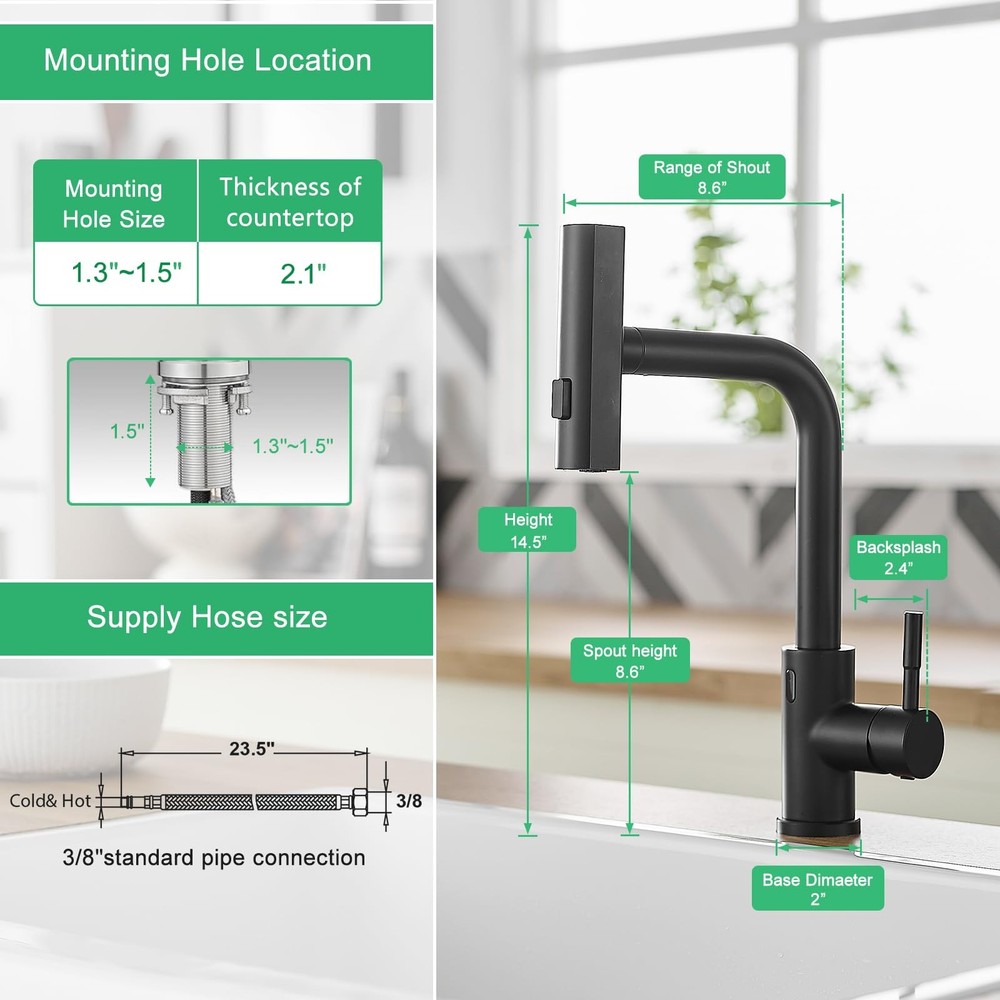 Touchless Kitchen Faucet Motion Sensor Hands Free Single Handle Kitchen Sink ...