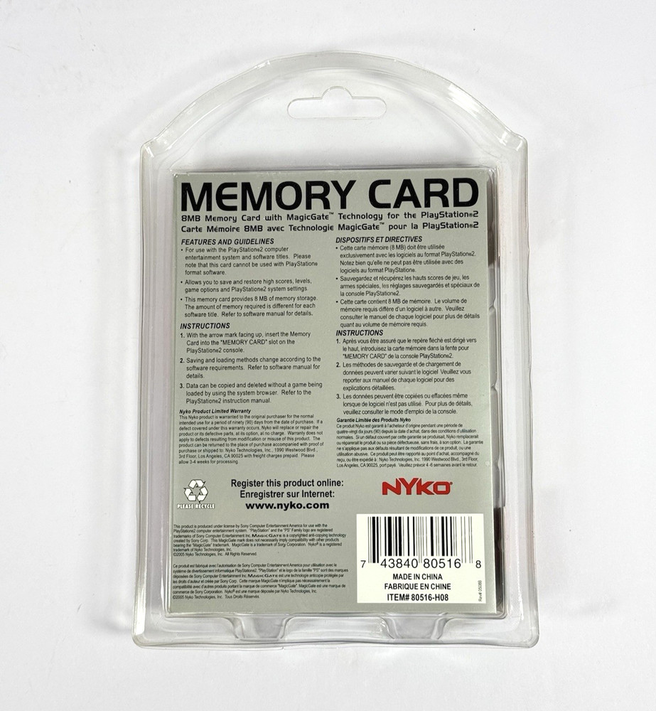 NEW PlayStation 2 PS2 8MB Magic Gate Memory Card NYKO
