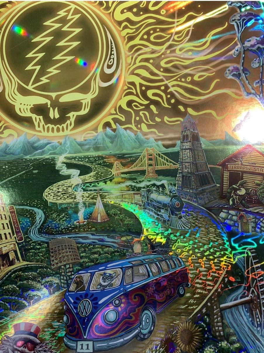 Grateful Dead Poster Mike DuBois Fare Thee Well Foil Hologram Art Golden Road 50