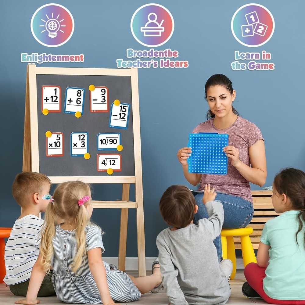 Math Flash Cards + Math Board, Multiplication Flash Card Times Table Chart, M...