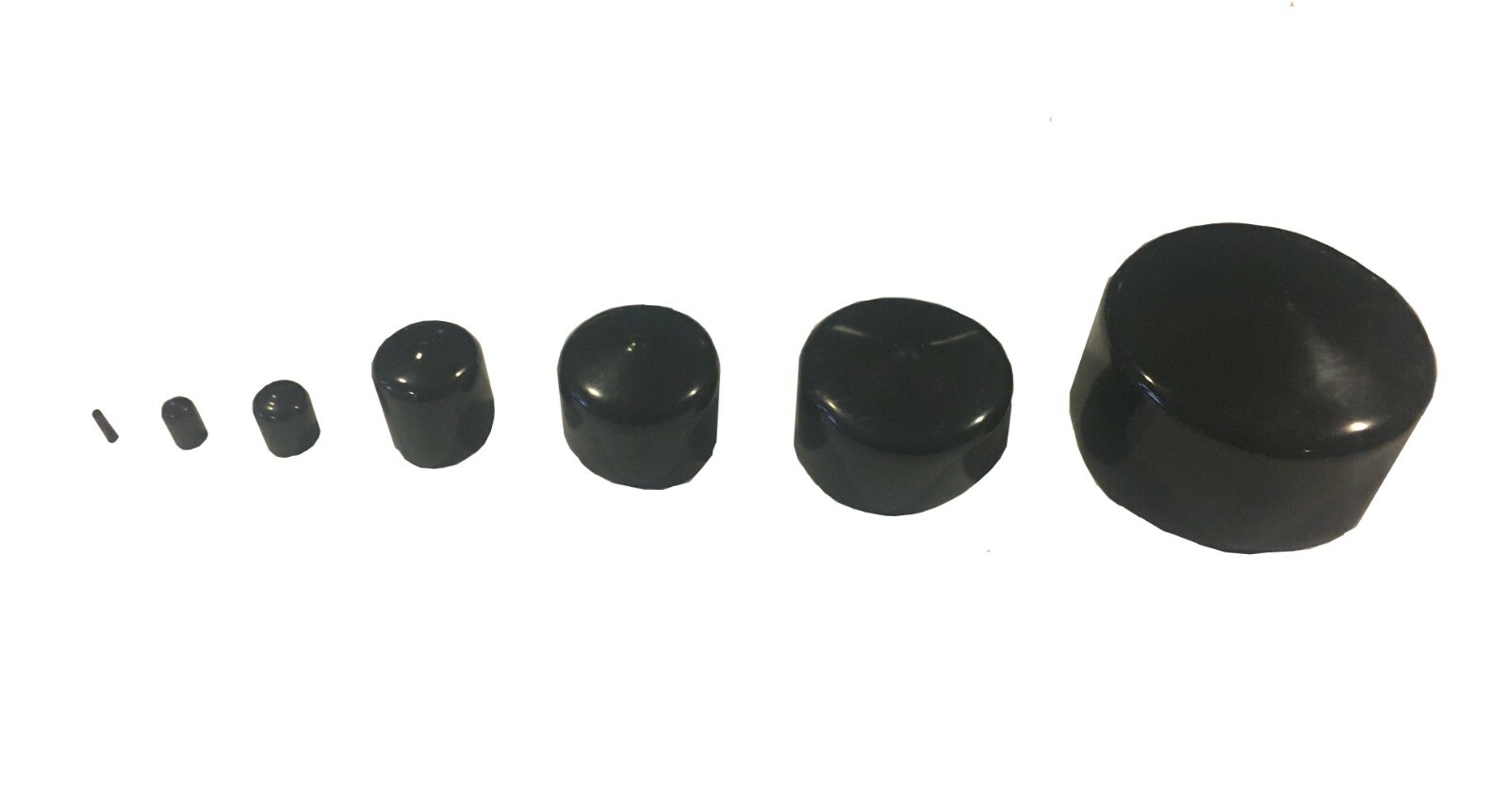1/16" to 4 3/4" Black Round Flexible Vinyl Rubber Tube Caps (2|4|10|25|50|100)