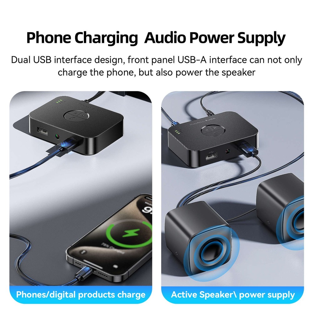 Dual USB Interface Bluetooth 5.4 Receiver Wireless Audio Adapter For home stereo