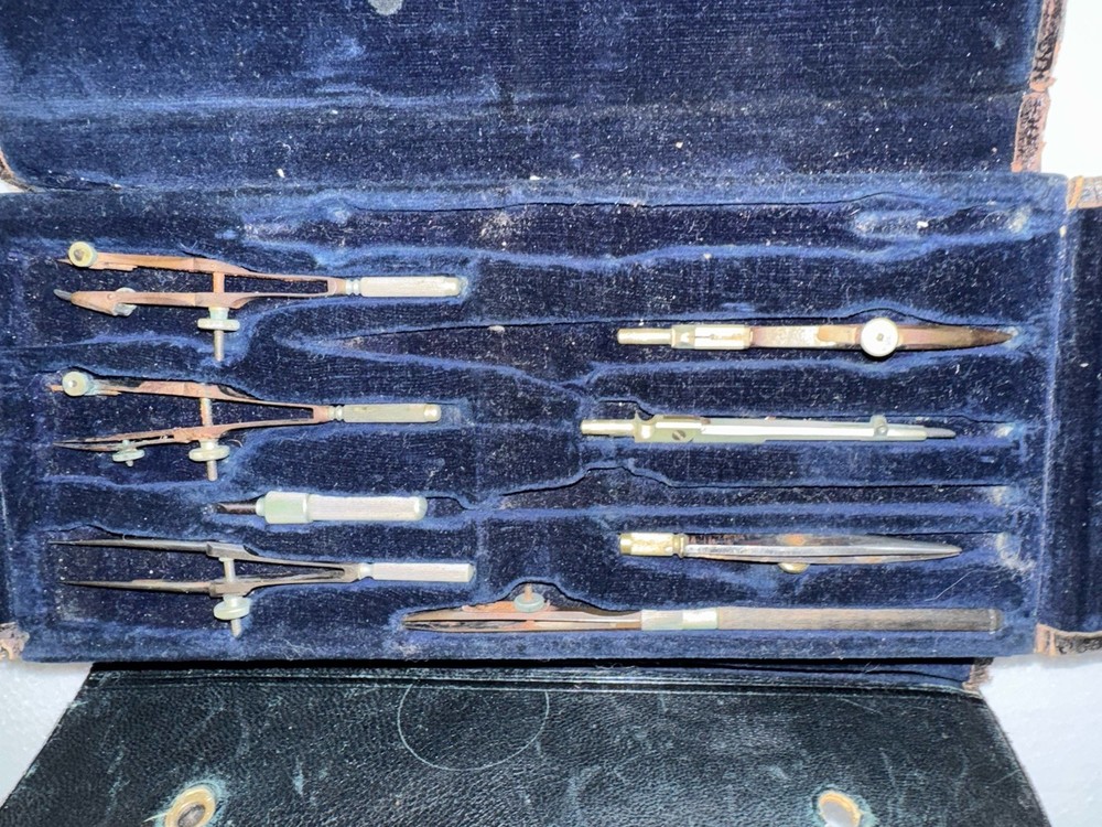 Vintage Tower Drafting Tool Set W/ Case Made In Germany Missing Pieces See Photo