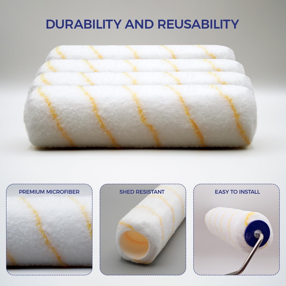 Pro Grade - Paint Roller Covers - 1/2 X 9 Inch Microfiber 6 6 Ea 1/2" Micro