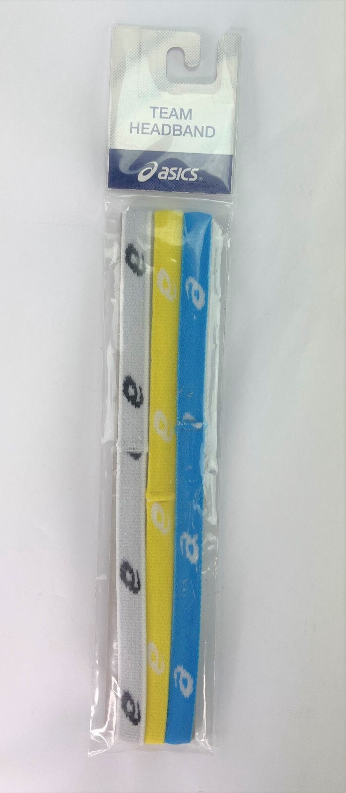 2 Packs of 3 asics Team Aerobic Comfort Headbands Blue Yellow White (6 Total)