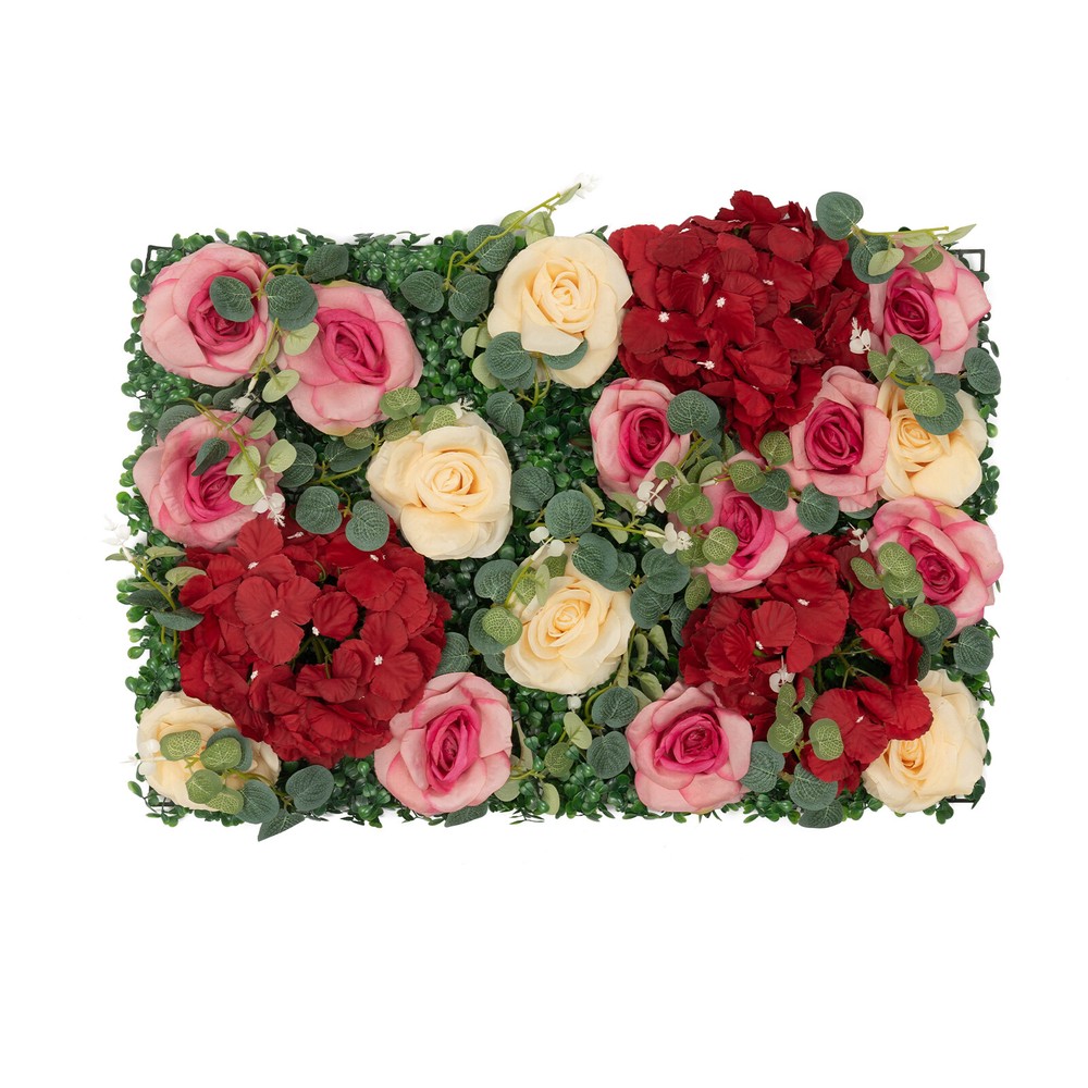 6Pcs Artificial Flower Wall Panel Backdrop Wedding Rose Hydrangea Flower Decor