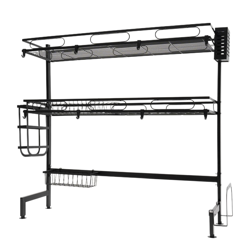 32.2in Double Layer Sink Storage Rack Complete Set Drying Rack For Kitchen !