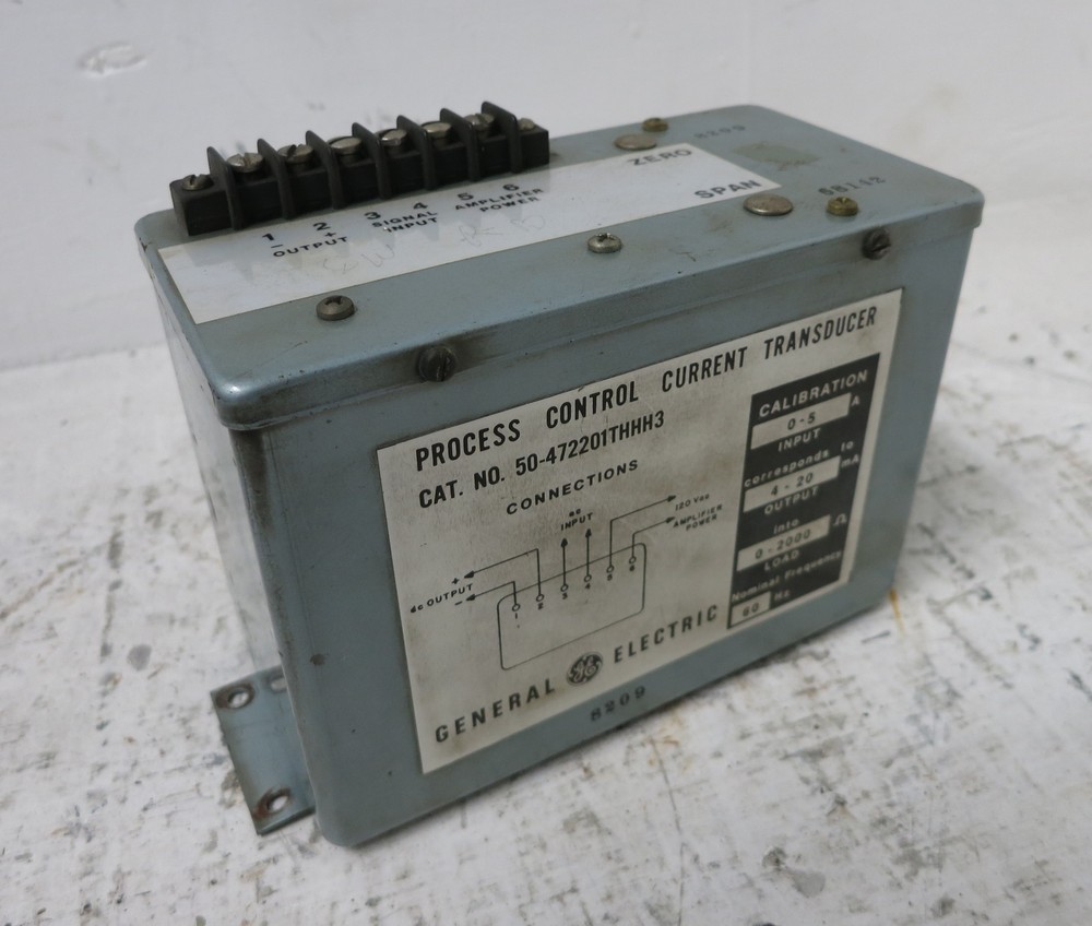 GE 50-472201THHH3 Process Control Current Transducer 0-5A 0-20mA
