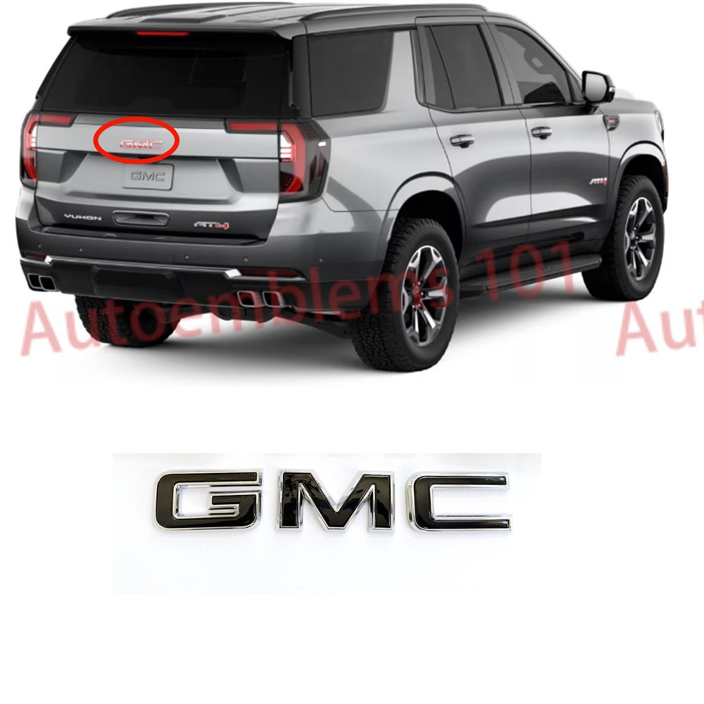 2025-26 GMC Yukon AT4,Elevation XL Front & Rear Chrome Black Emblems