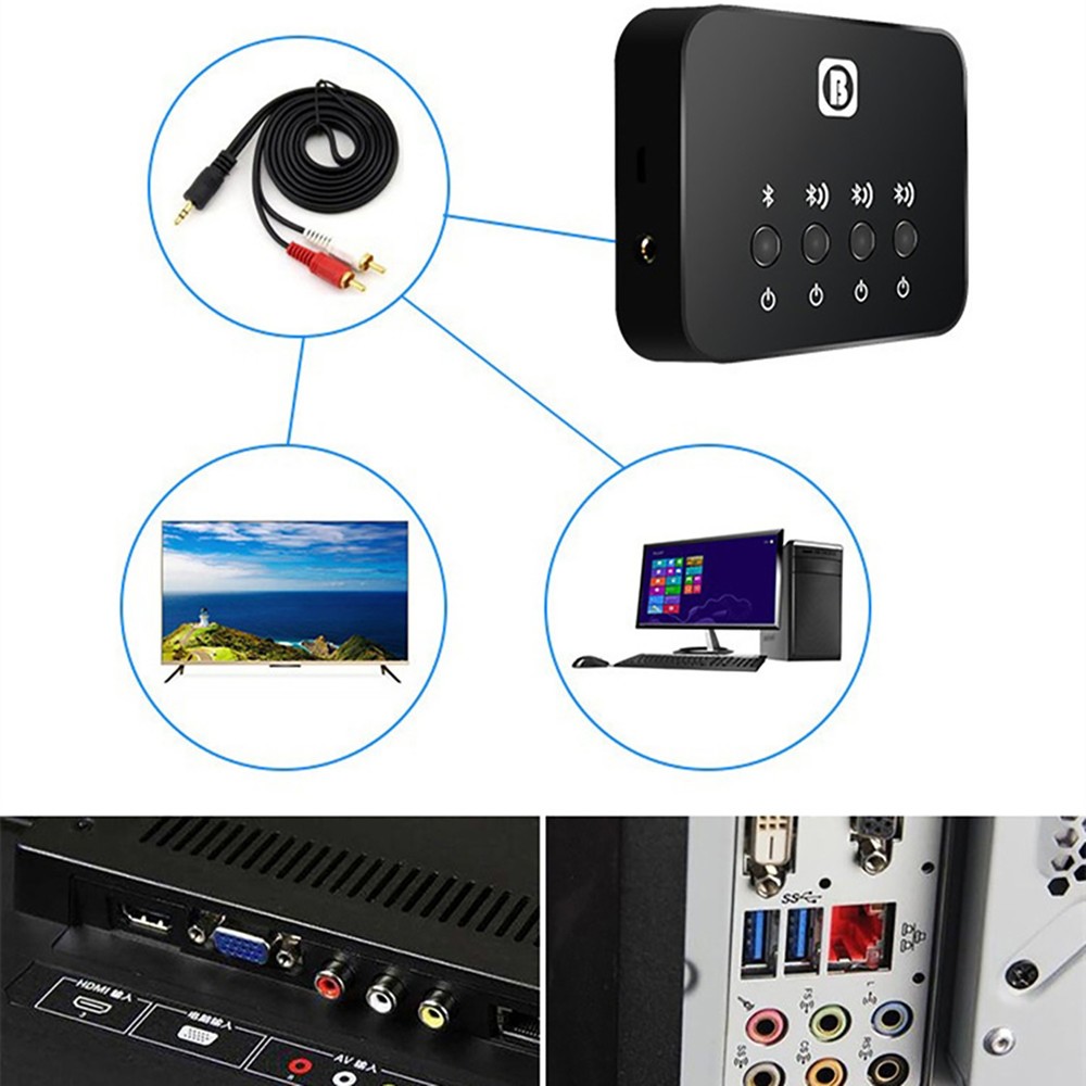 Car Bluetooth 4.0 Stereo Launcher Splitter Audio Adapter Music Transmitter NEW