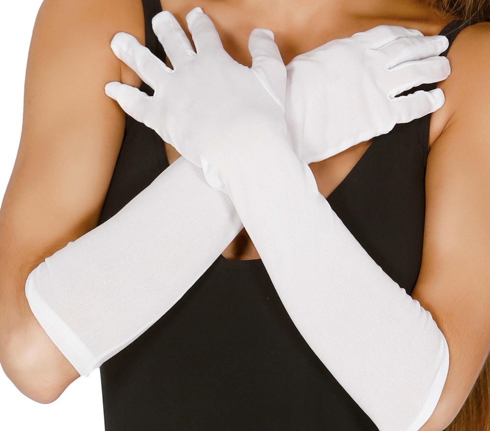 GLOVES, 42 CM, WHITE