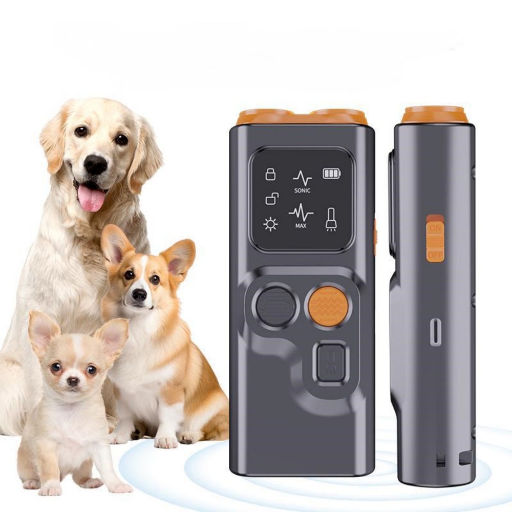 Dog Training Ultrasonic Device with Bark Control and LED Flashlight Deterrent