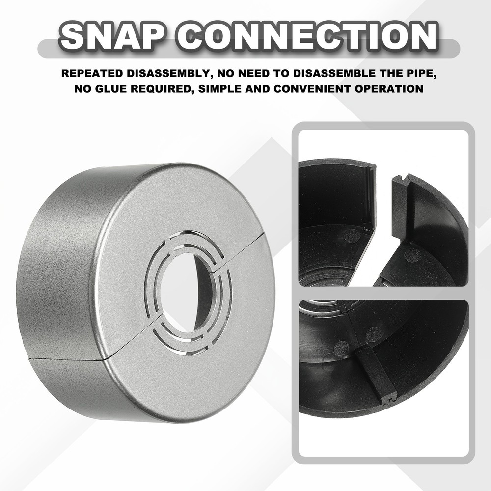 6pcs Wall Split Flange 1.18" Plastic Round Split Flange Pipe Cover, Gray