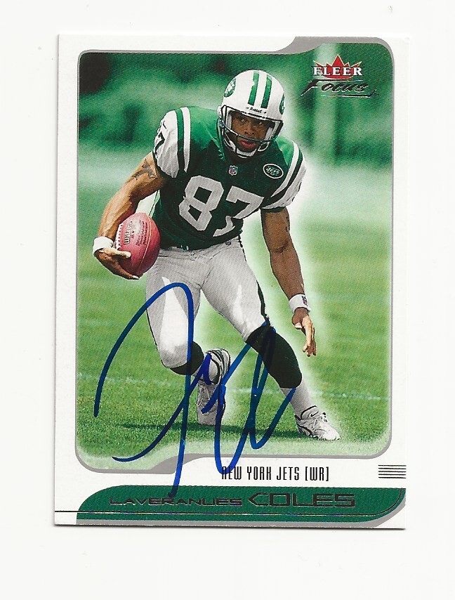 LAVERANUES    COLES      JETS       AUTOGRAPHED    CARD