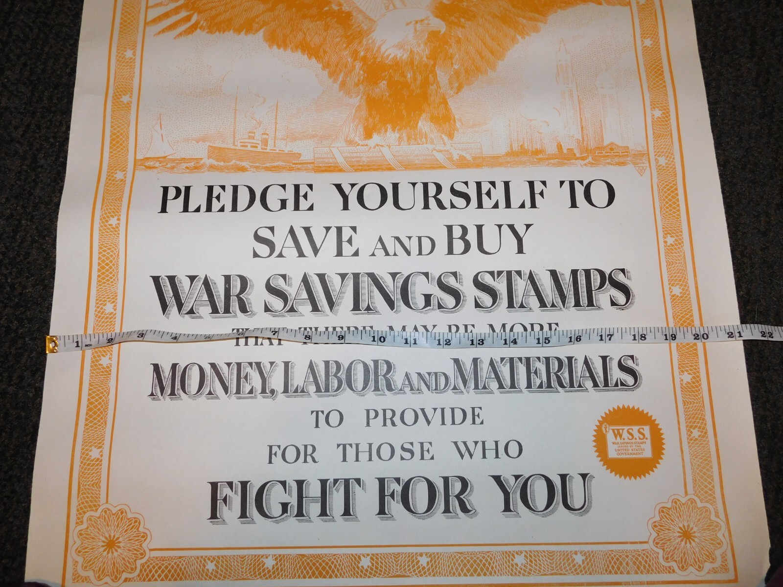 VINTAGE WWI WORLD WAR 1 NATIONAL WAR SAVINGS DAY WSS SAVE & BUY EAGLE POSTER