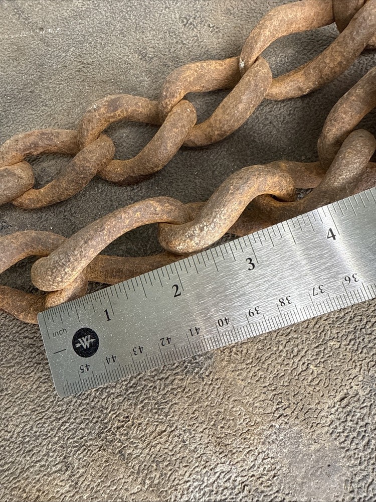 Antique Hand Forged Hook & Double Chain Primitive Farm Hearth Blacksmith