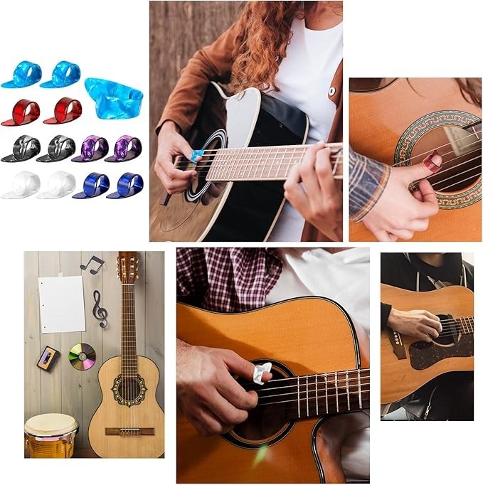 12PCS Medium Thumb Finger Picks Celluloid for Guitar Banjo Ukulele Bass