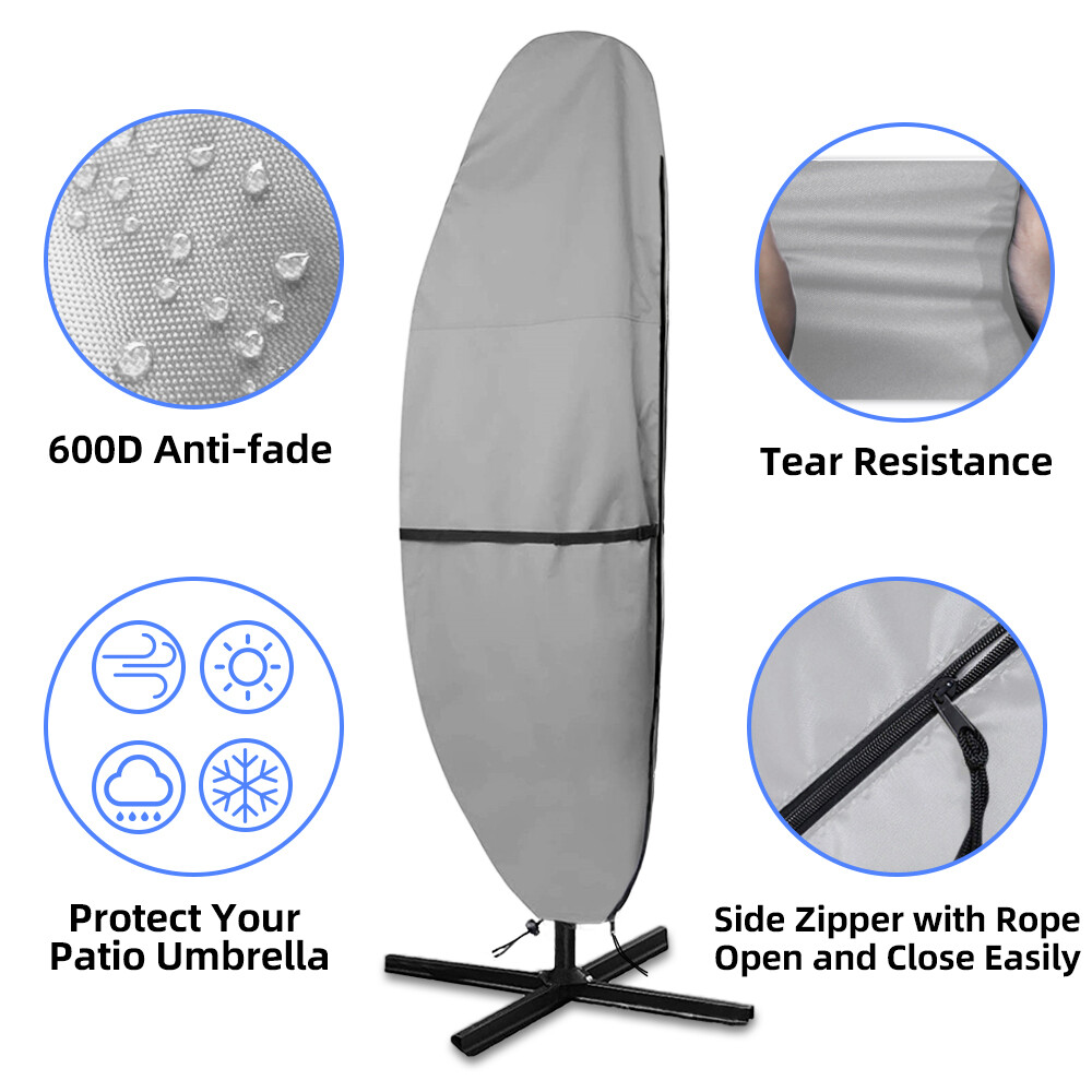 Patio Umbrella Parasol Canopy Cover - Waterproof Outdoor with Sturdy Zipper