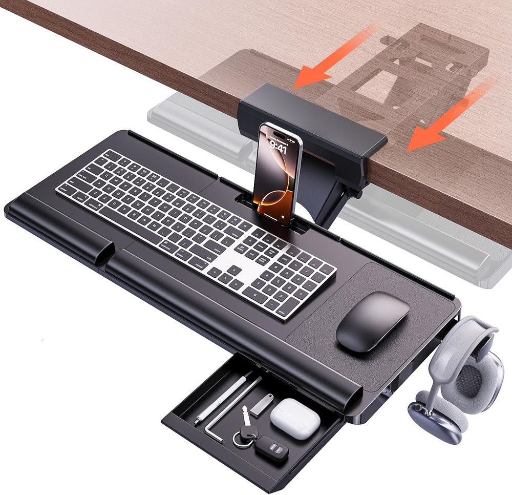 Klearlook Upgraded Ergonomic Keyboard Tray under Desk, Adjustable Sliding Keyboa