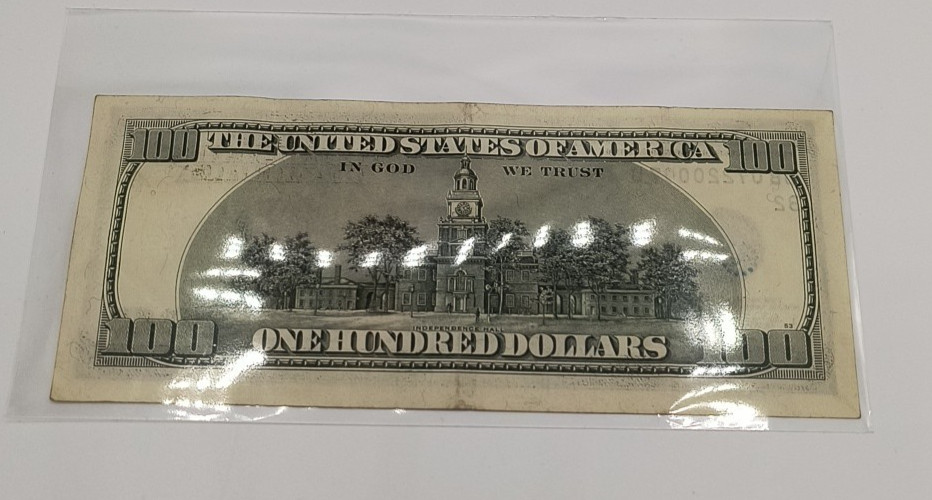 $100 Bill 2003 Series, Trinary Federal Reserve Note With Errors