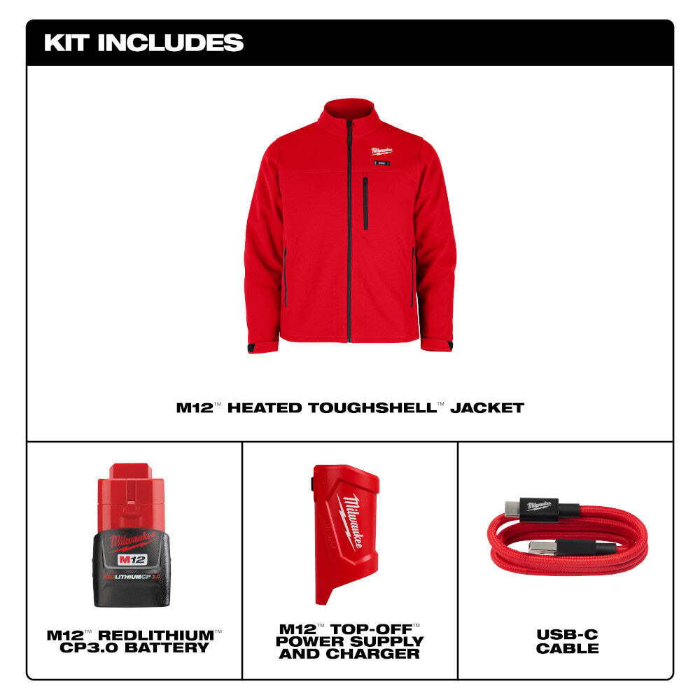 Milwaukee M100R-21L M12 12V Durable Li-Ion Heated TOUGHSHELL Jacket