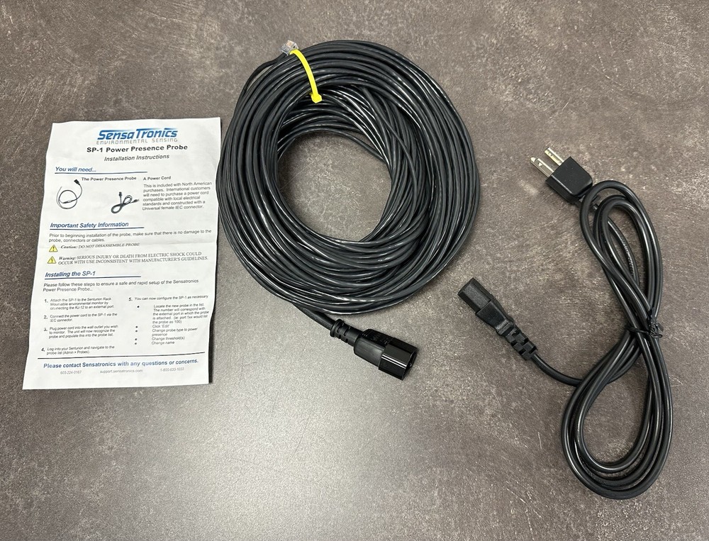 SensaTronics Environmental Sensing Senturion Rack Power Presense Probe, 50-Ft.