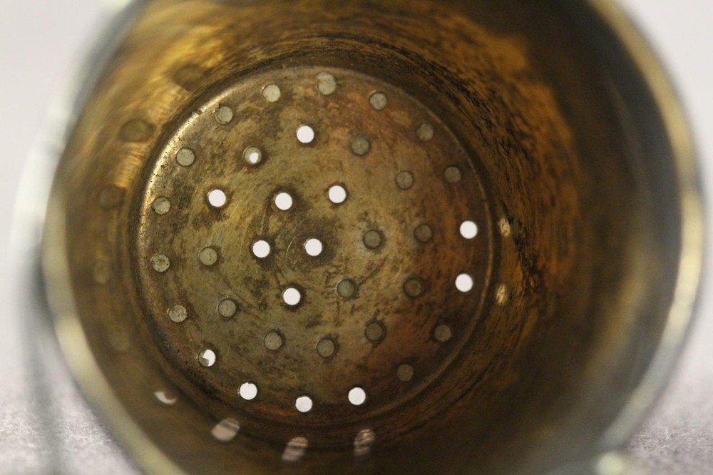 Antique Silver Plate Metal Gothic Aesthetic Floral Engraved Tea Strainer