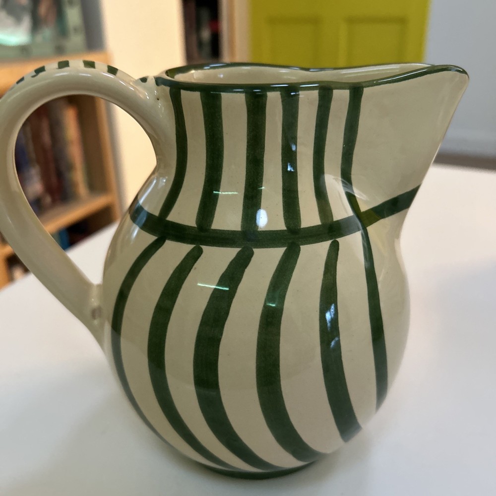 Ceramic Handpainted Floral Pitcher Italy Signed