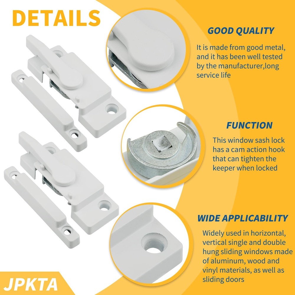 6 Pack Window Sash Locks,Window Latch Cam Action White Window Locks for Doubl...