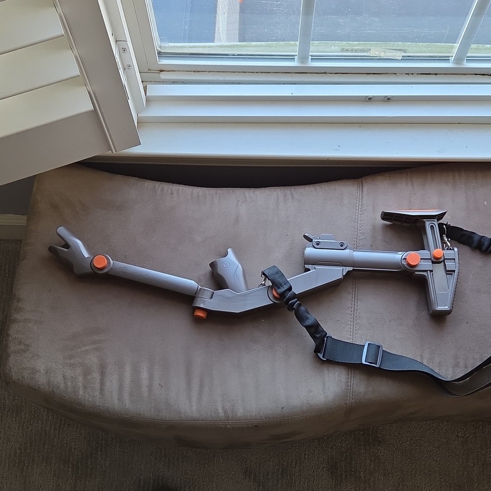Gray and Orange Controller Gun Stock Accessory for VR Controller