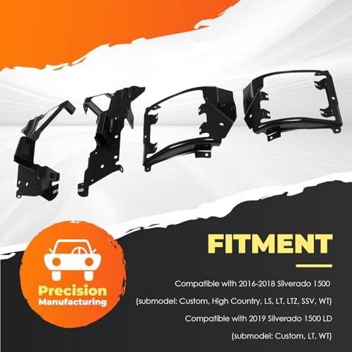 4PCS Front Inner and Outer Bumper Bracket Set Compatible with 2016-2019