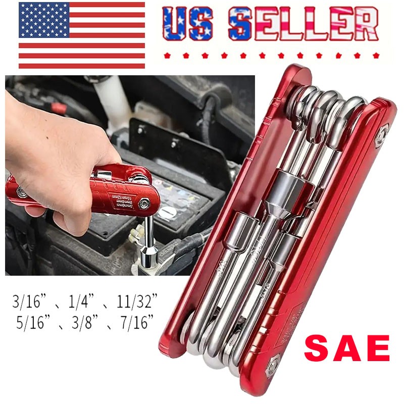 1PC Mini Portable Foldable Hex Socket Wrench SAE Aluminum Alloy
