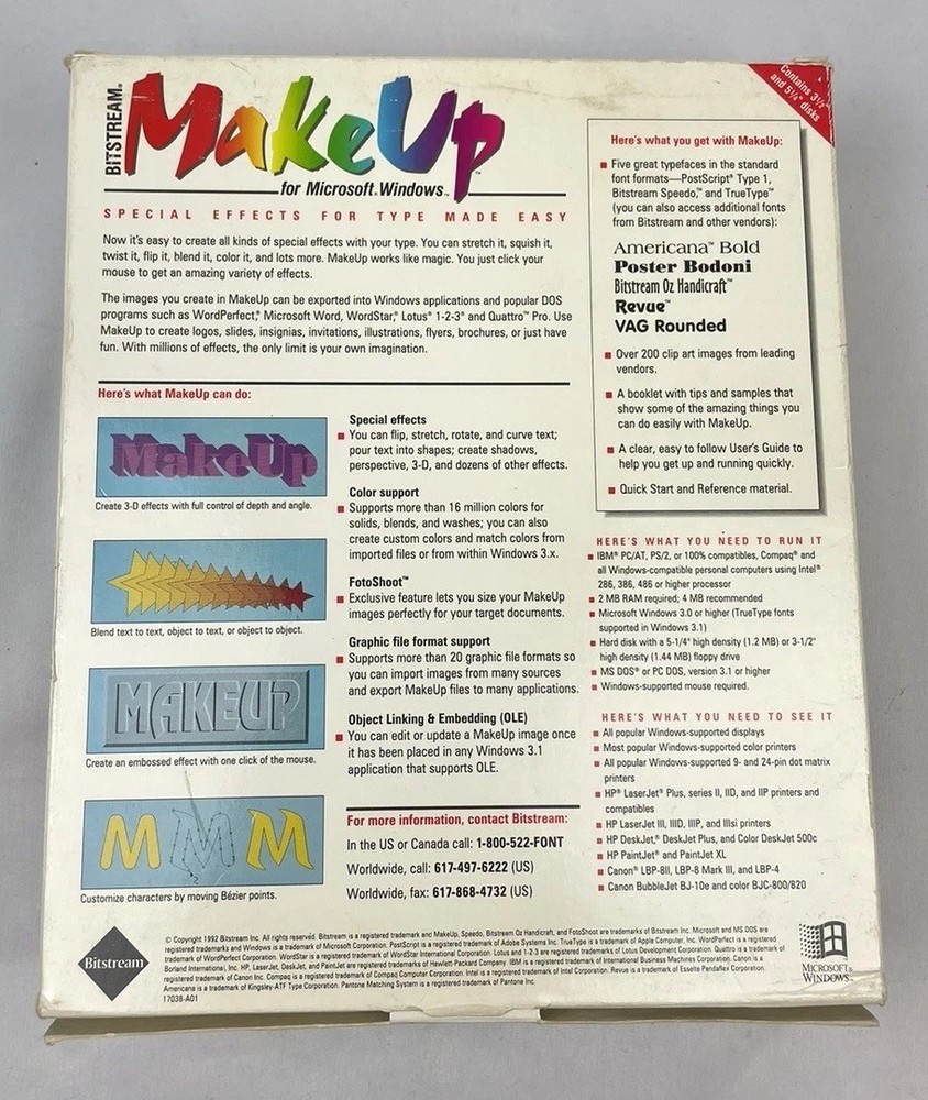 Bitstream Makeup For Microsoft Windows Special Effects For Type Made Easy 1992
