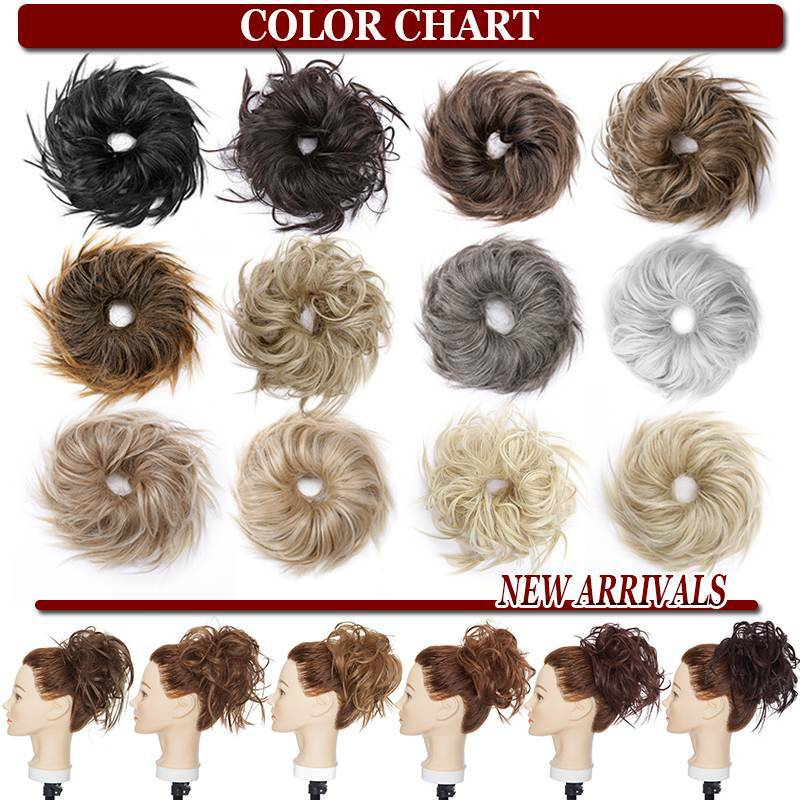 7" Messy Bun Hair Piece Scrunchie Updo Real Thick Hair Extensions as Human Hair